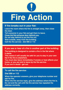 Fire action notice Stay Put message